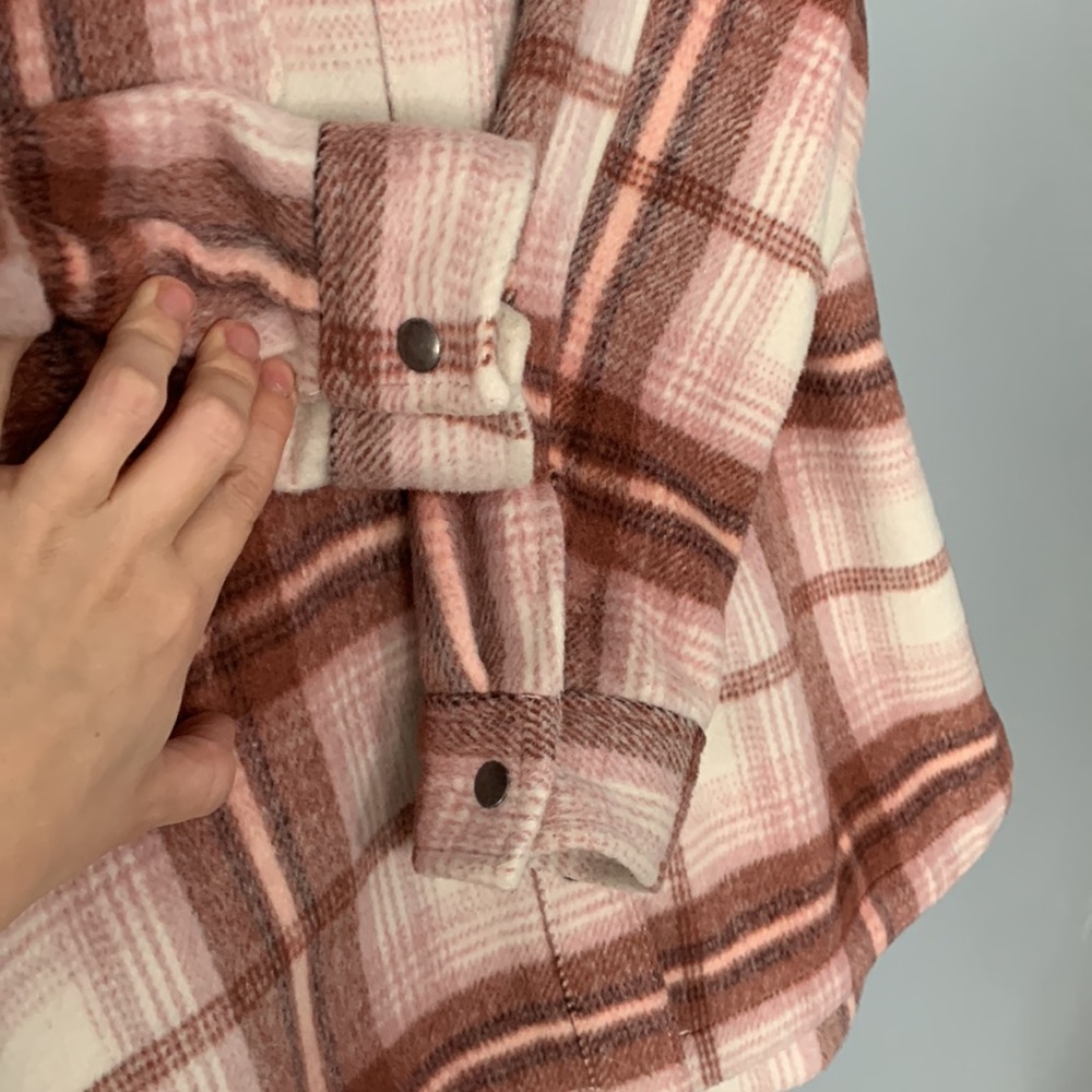 Fall Shacket - Pink - Cream Plaid - image 3